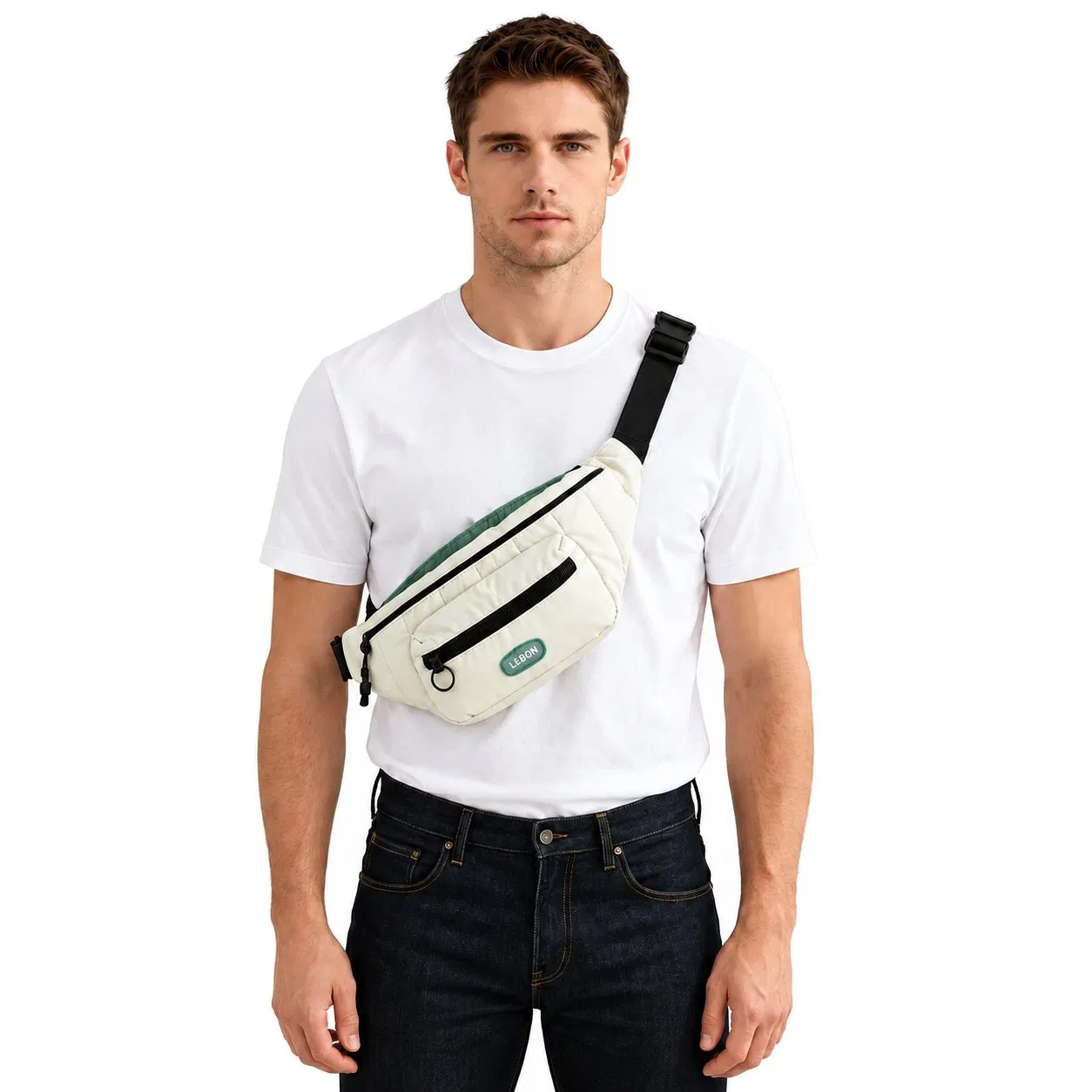 Custom Quilted Nylon Waist Sling Bag for Travel Sports and Daily Use