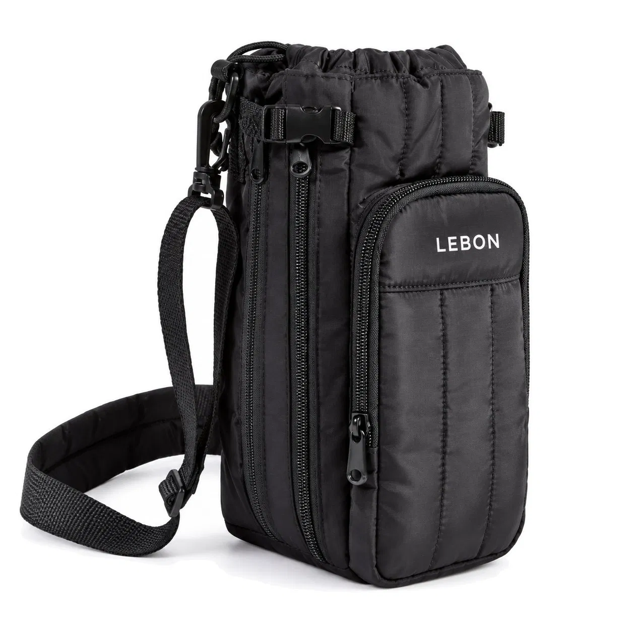 Custom Quilted Insulated Water Bottle Sling Bag with Adjustable Shoulder Strap