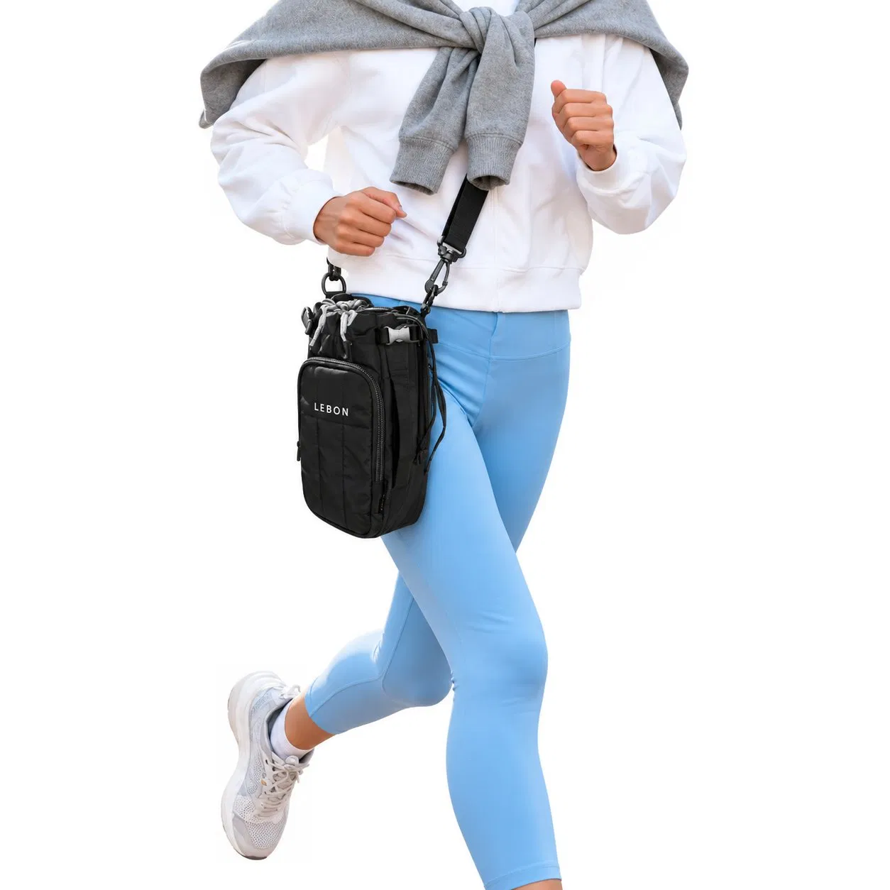 Custom Quilted Insulated Water Bottle Sling Bag with Adjustable Shoulder Strap