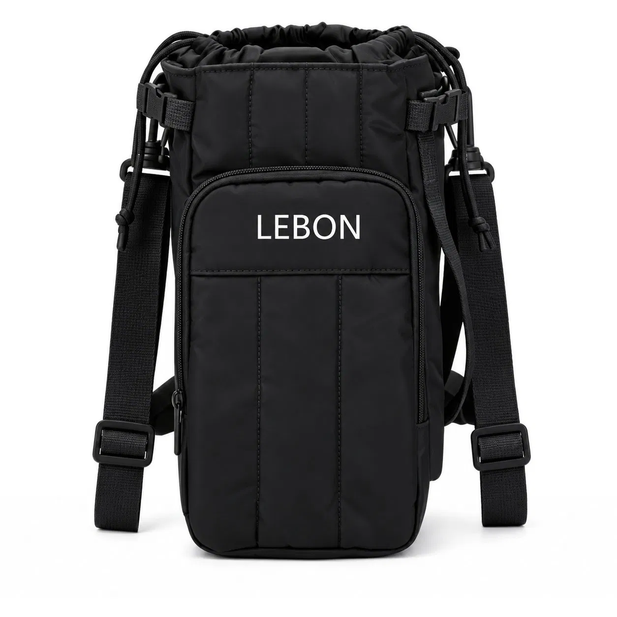 Lightweight Quilted Water Bottle Sling Carrier with Adjustable Crossbody Strap