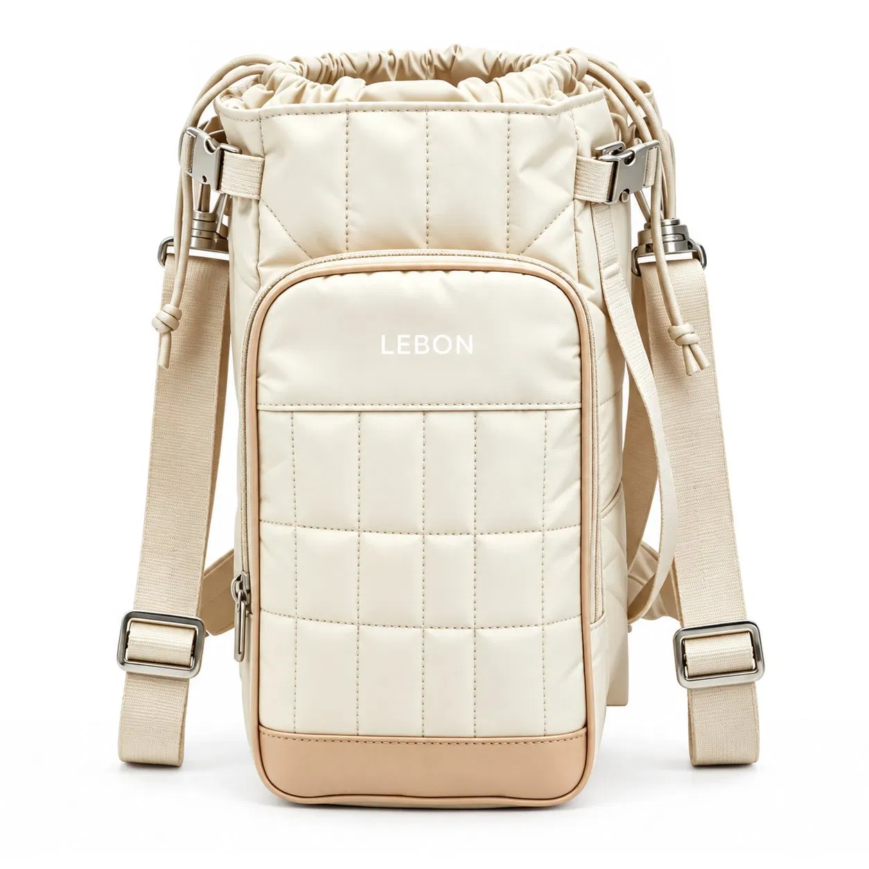 Lightweight Quilted Water Bottle Sling Carrier with Adjustable Crossbody Strap