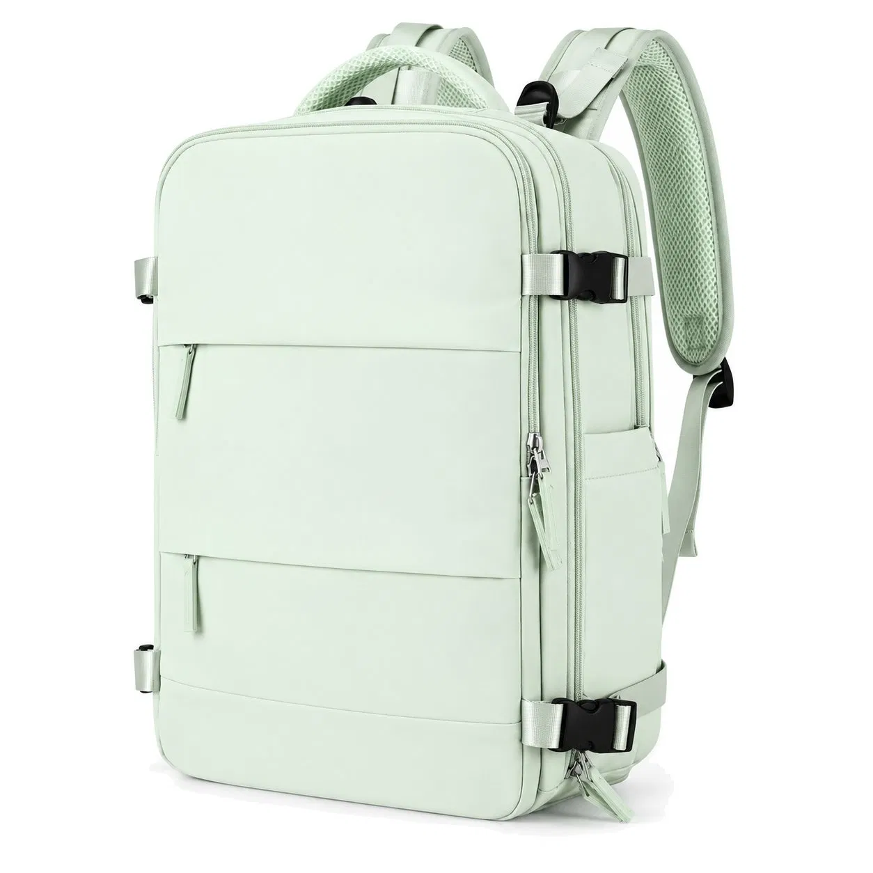 Expandable Polyester Travel Laptop Backpack with Wide Opening and Multiple Pockets