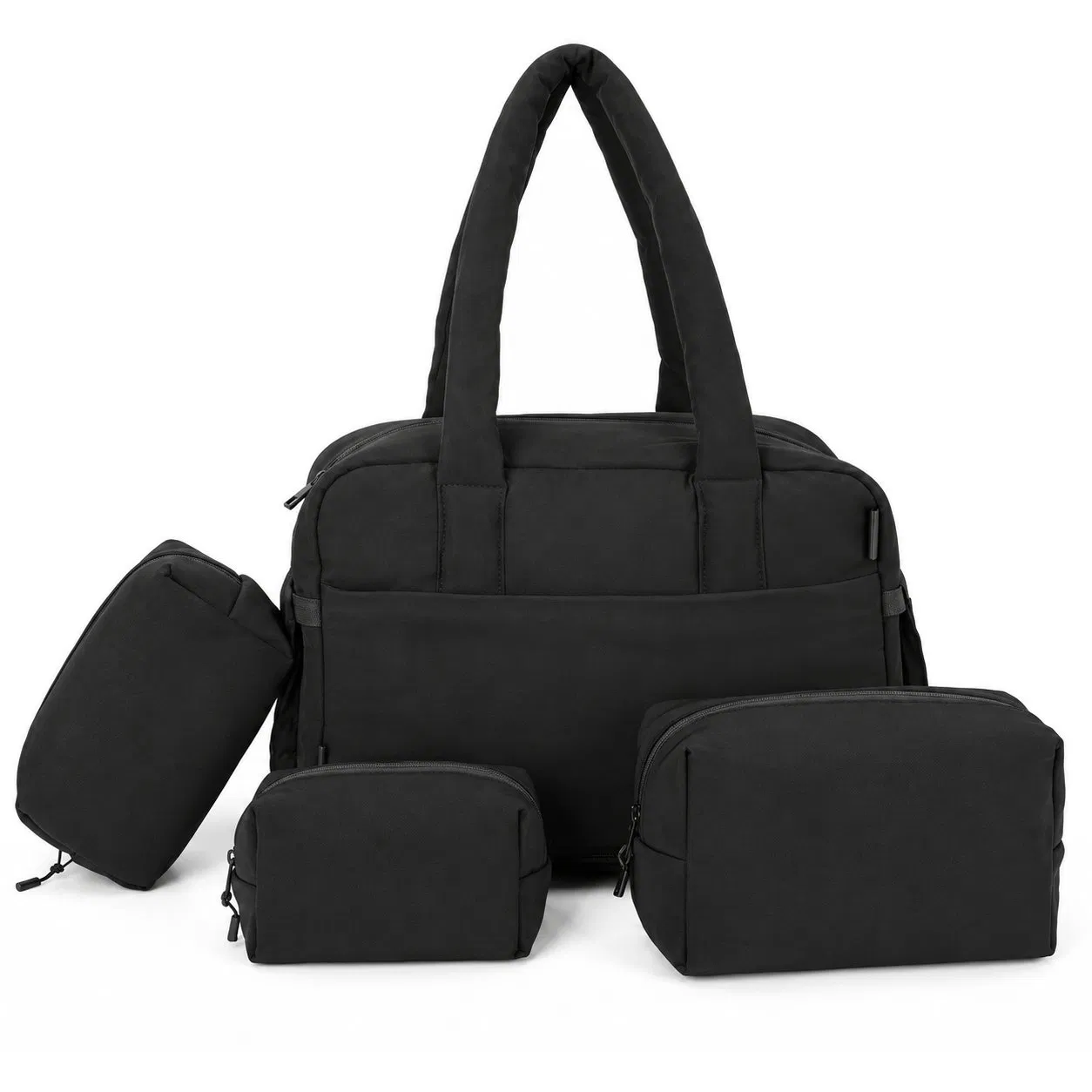 Four Piece Expandable Travel Duffle Tote Set with Matching Cosmetic Pouches
