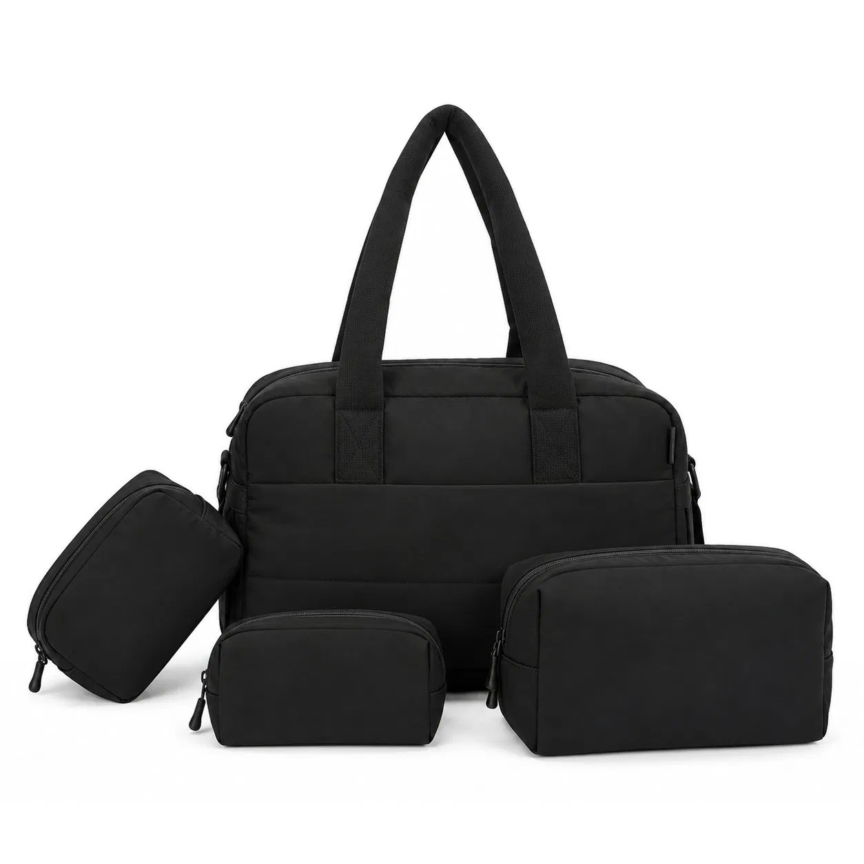 Four Piece Expandable Travel Duffle Tote Set with Matching Cosmetic Pouches