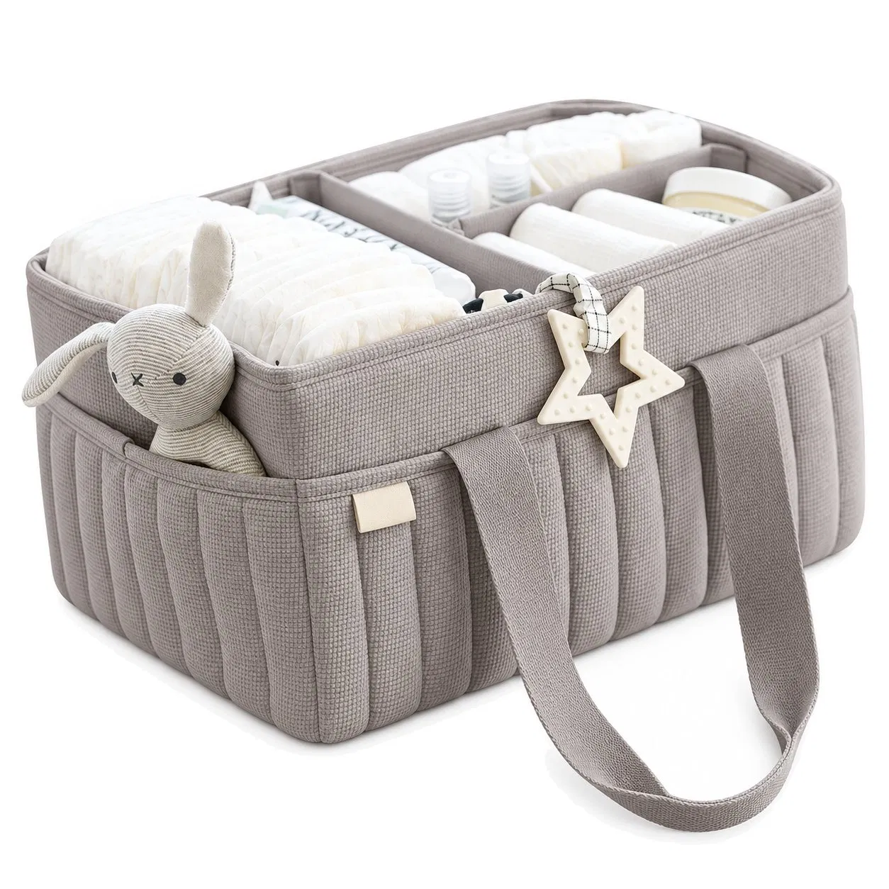 Portable Foldable Diaper Caddy Organizer with Carry Handles and Divided Storage