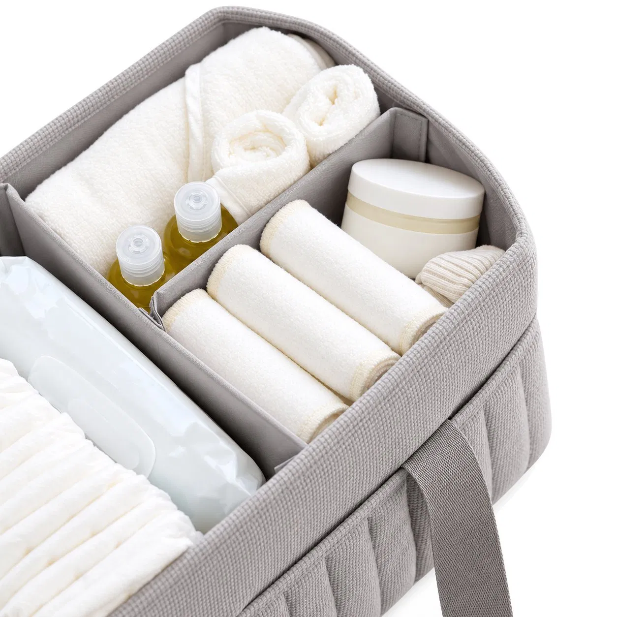 Portable Foldable Diaper Caddy Organizer with Carry Handles and Divided Storage