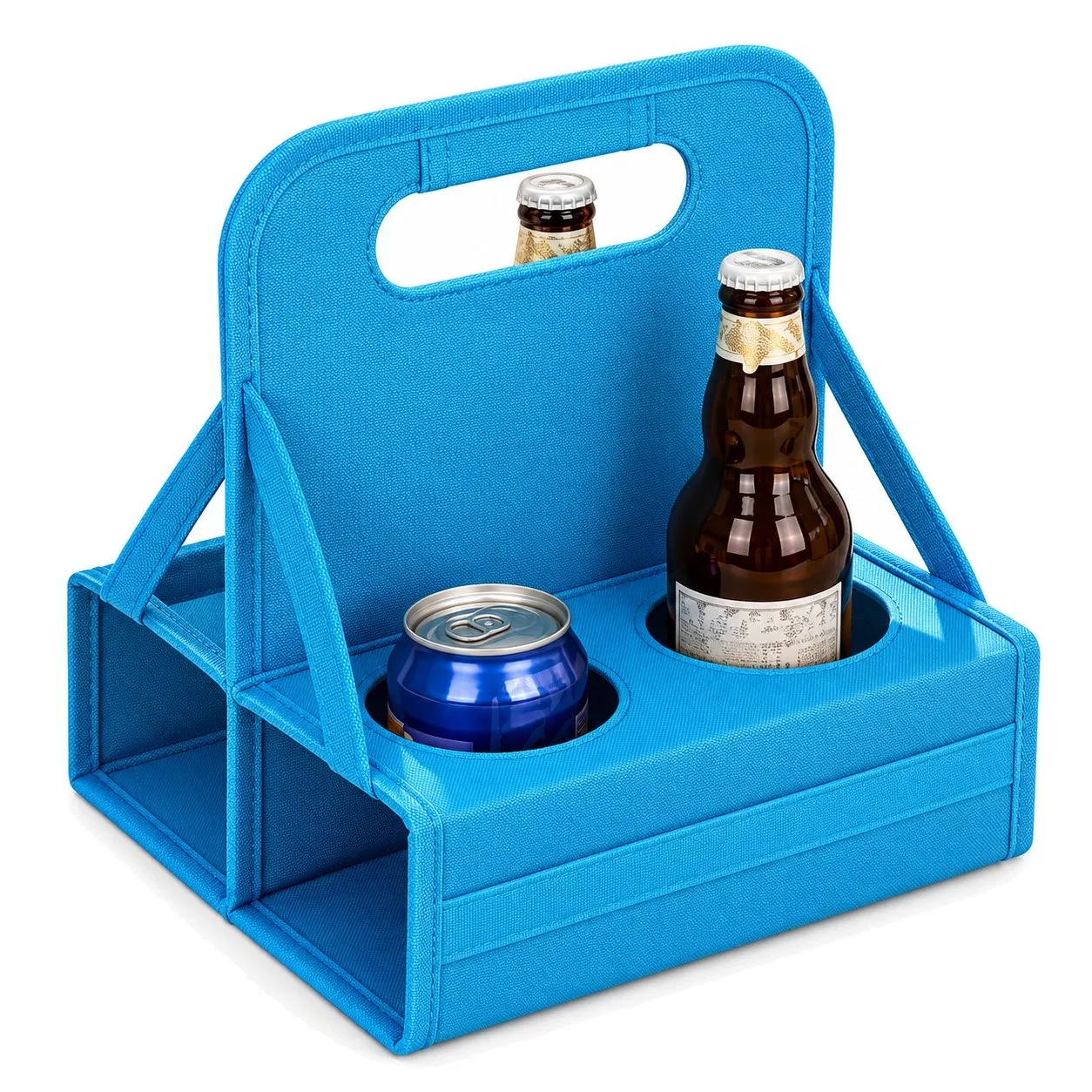 Foldable Reusable Four Cup Drink Carrier with Reinforced Slots and Carry Handle