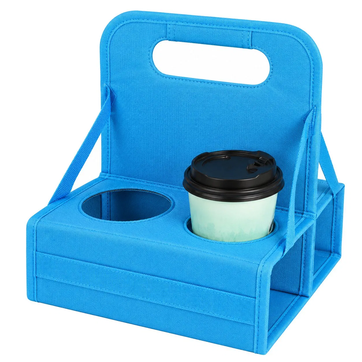 Foldable Reusable Four Cup Drink Carrier with Reinforced Slots and Carry Handle