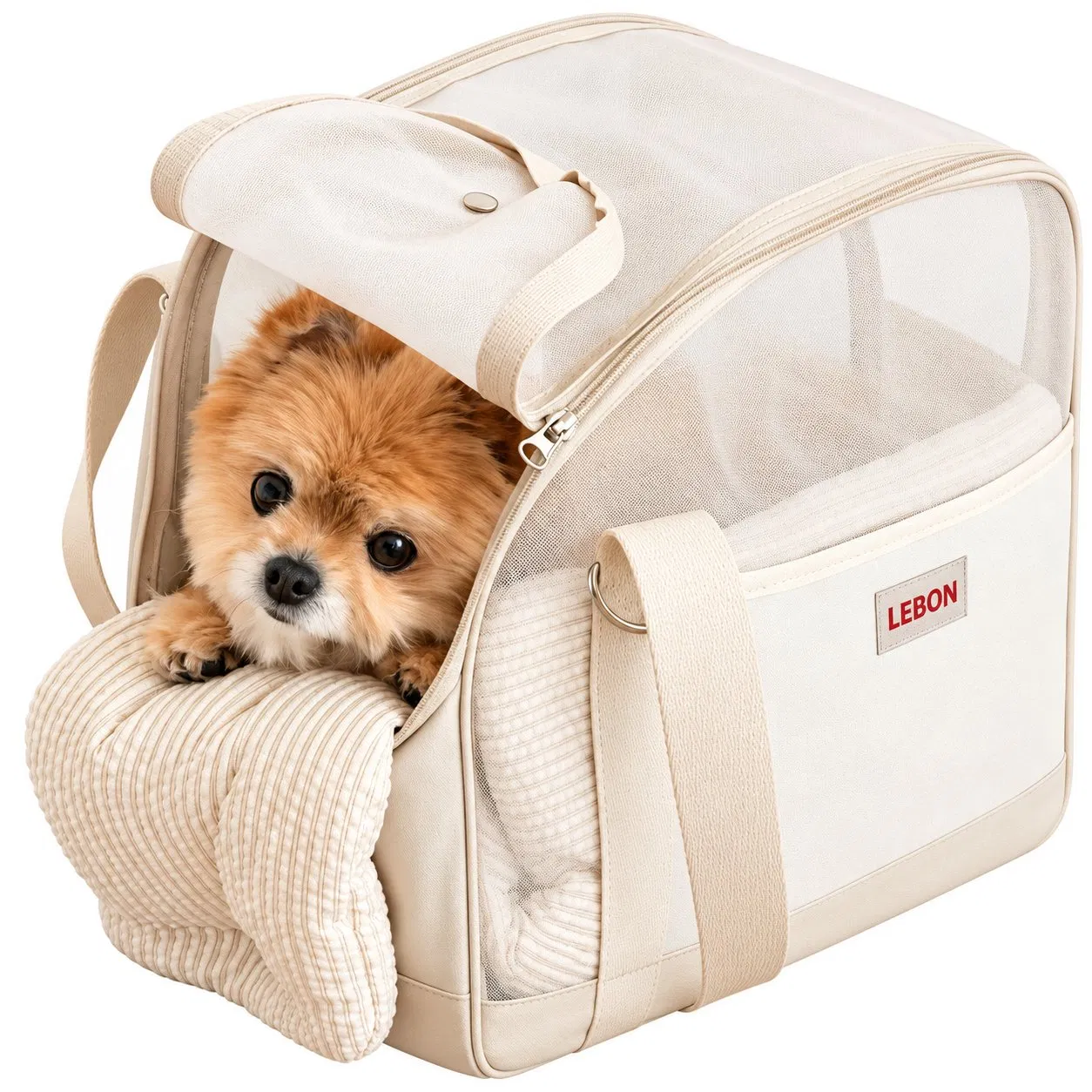 Breathable Mesh Pet Carrier Tote Bag with Luggage Sleeve for Small Dogs and Cats