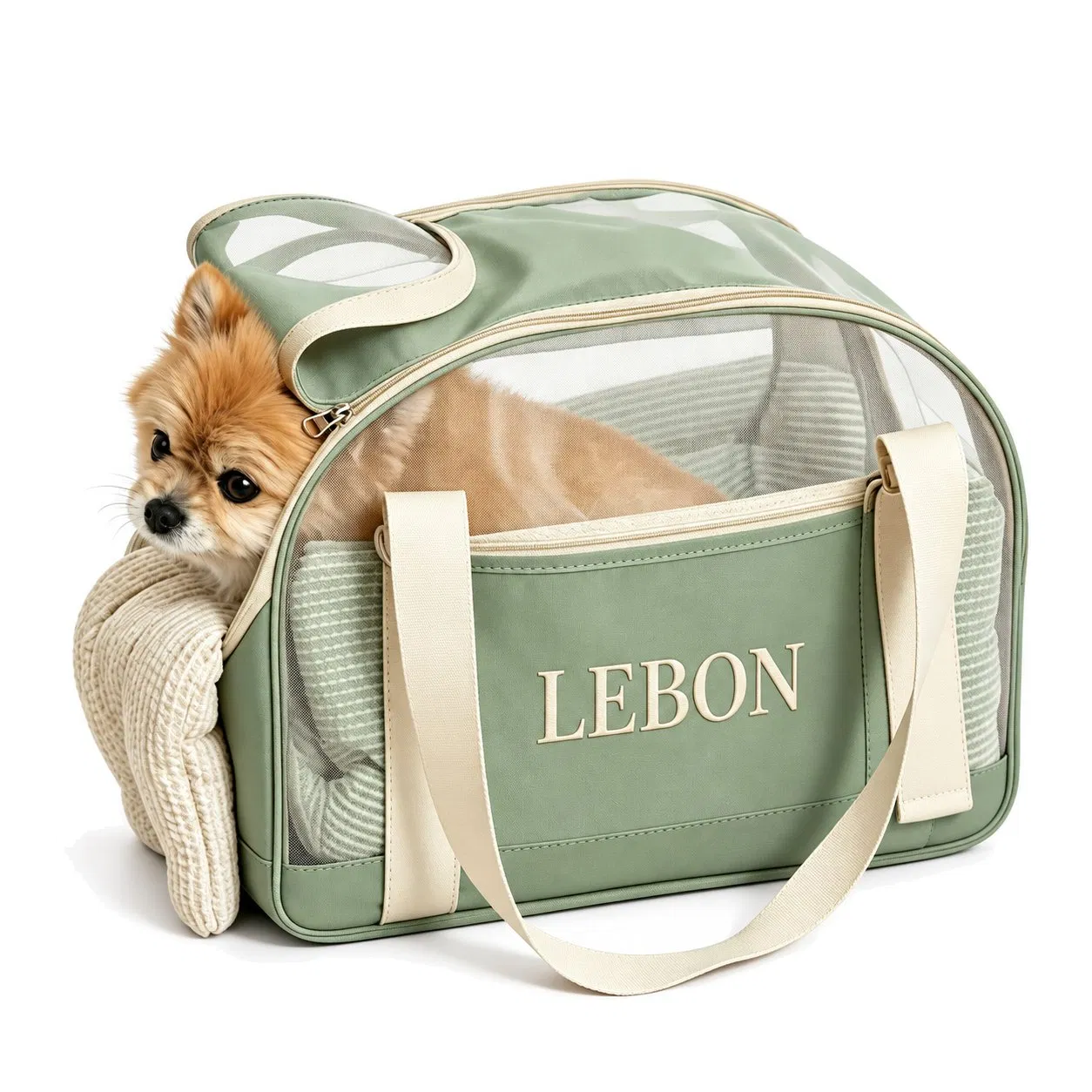 Breathable Mesh Pet Carrier Tote Bag with Luggage Sleeve for Small Dogs and Cats