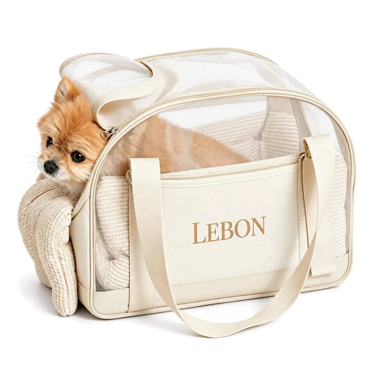 Breathable Mesh Pet Carrier Tote Bag with Luggage Sleeve for Small Dogs and Cats
