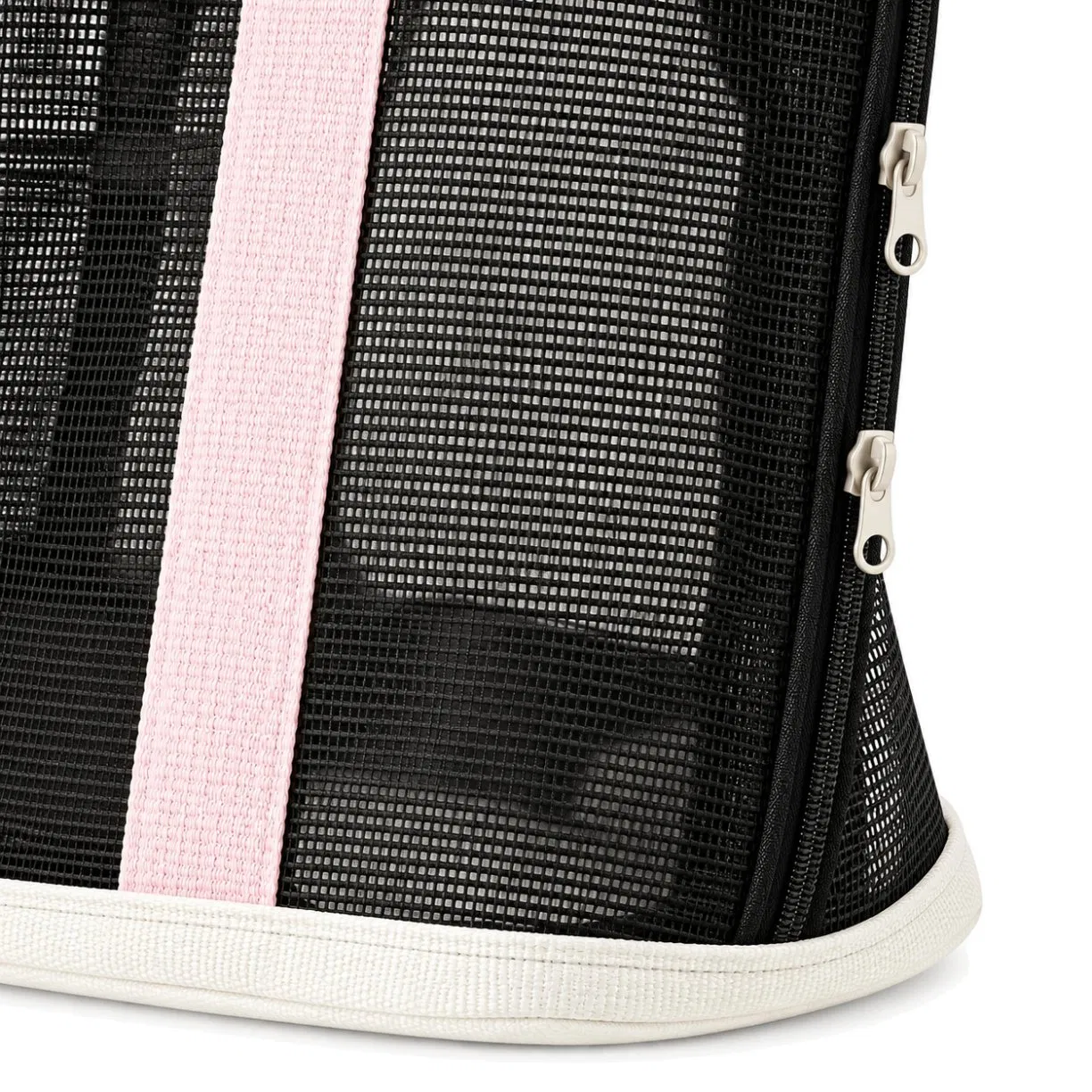 Portable Foldable Mesh Pet Tote Shoulder Bag with Storage Pocket for Small Pets