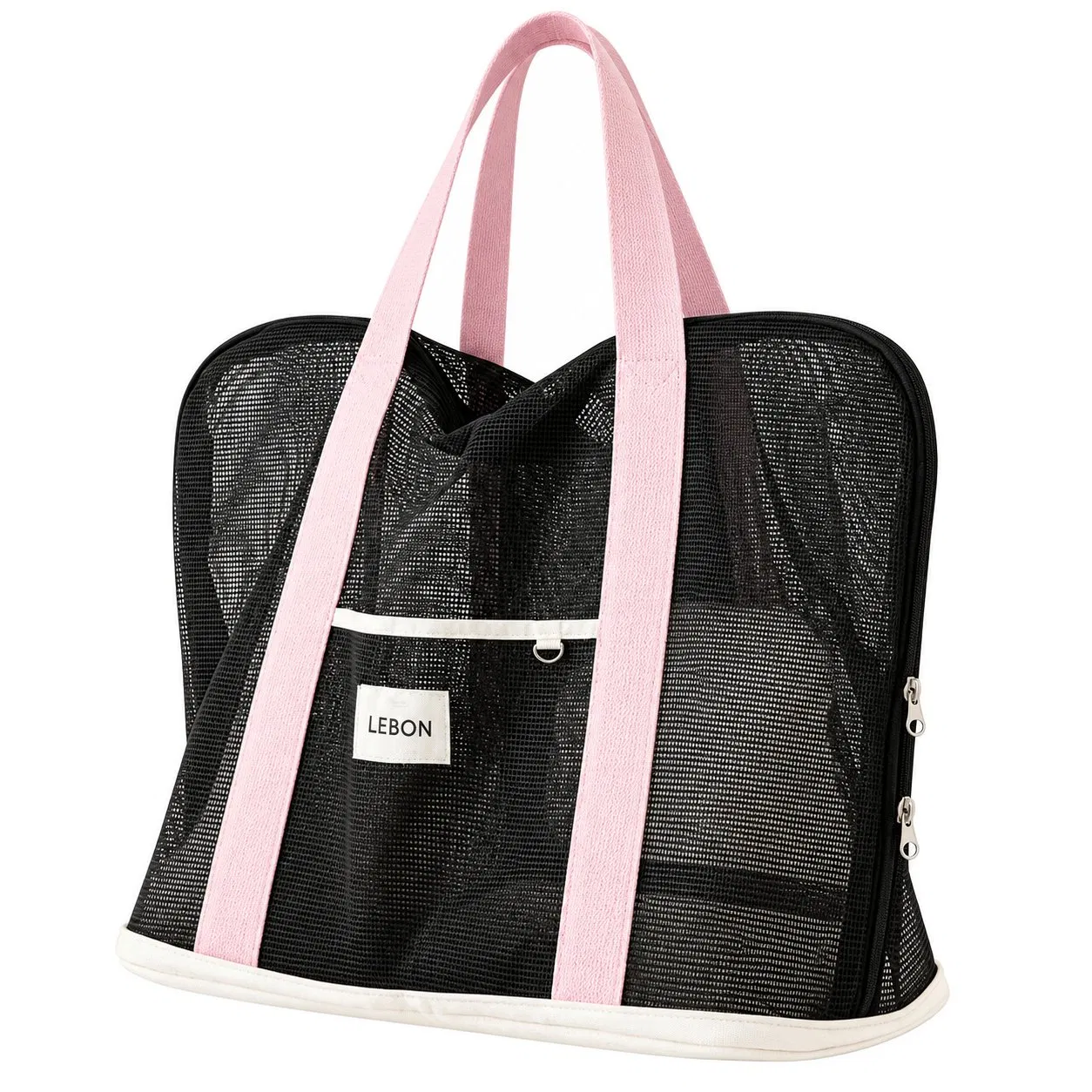 Portable Foldable Mesh Pet Tote Shoulder Bag with Storage Pocket for Small Pets