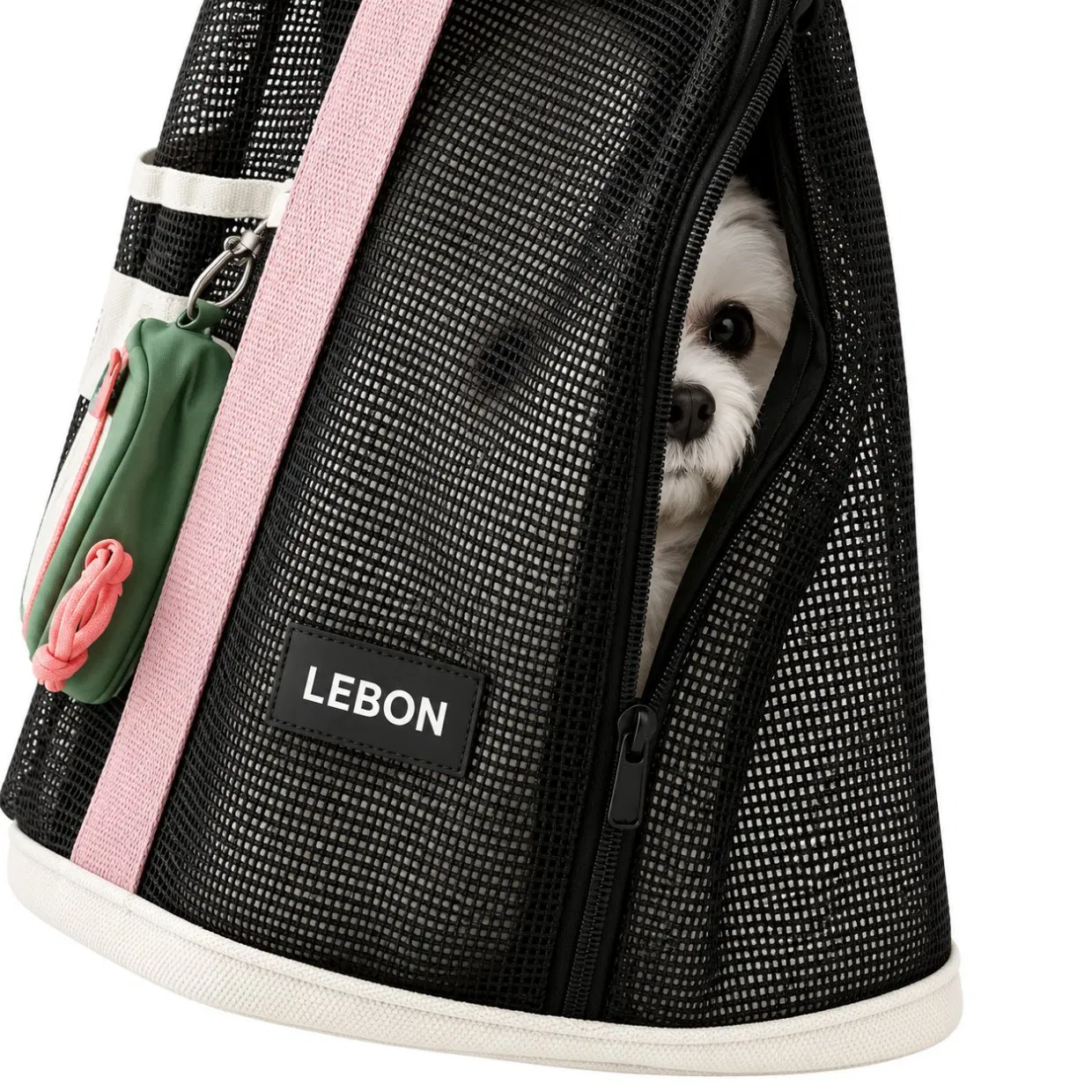 Portable Foldable Mesh Pet Tote Shoulder Bag with Storage Pocket for Small Pets