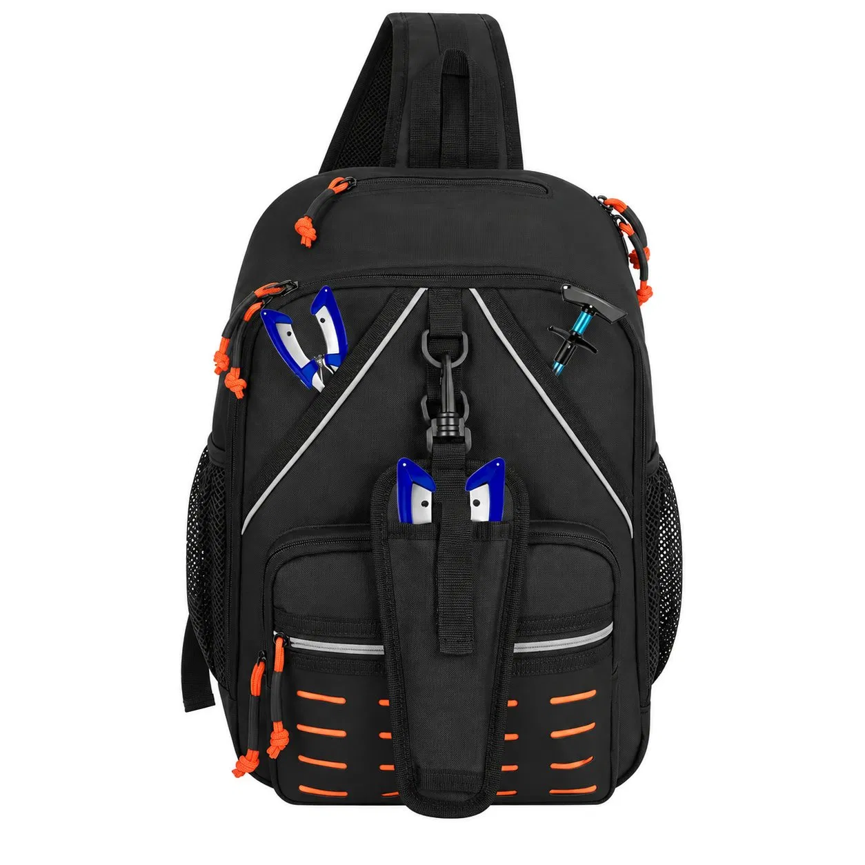 900d Oxford Fishing Sling Crossbody Bag with Multiple Compartments and Scissor Pocket
