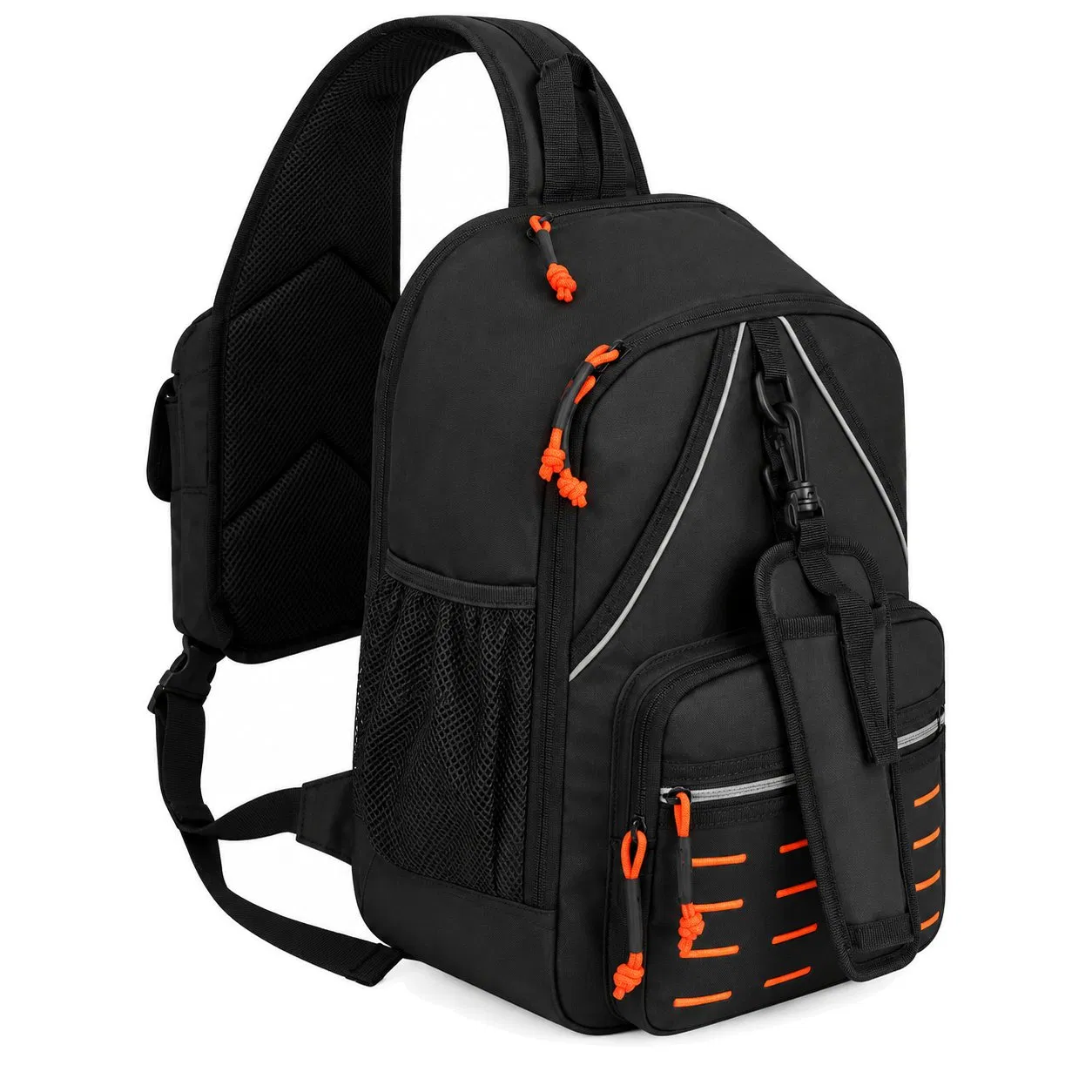 900d Oxford Fishing Sling Crossbody Bag with Multiple Compartments and Scissor Pocket