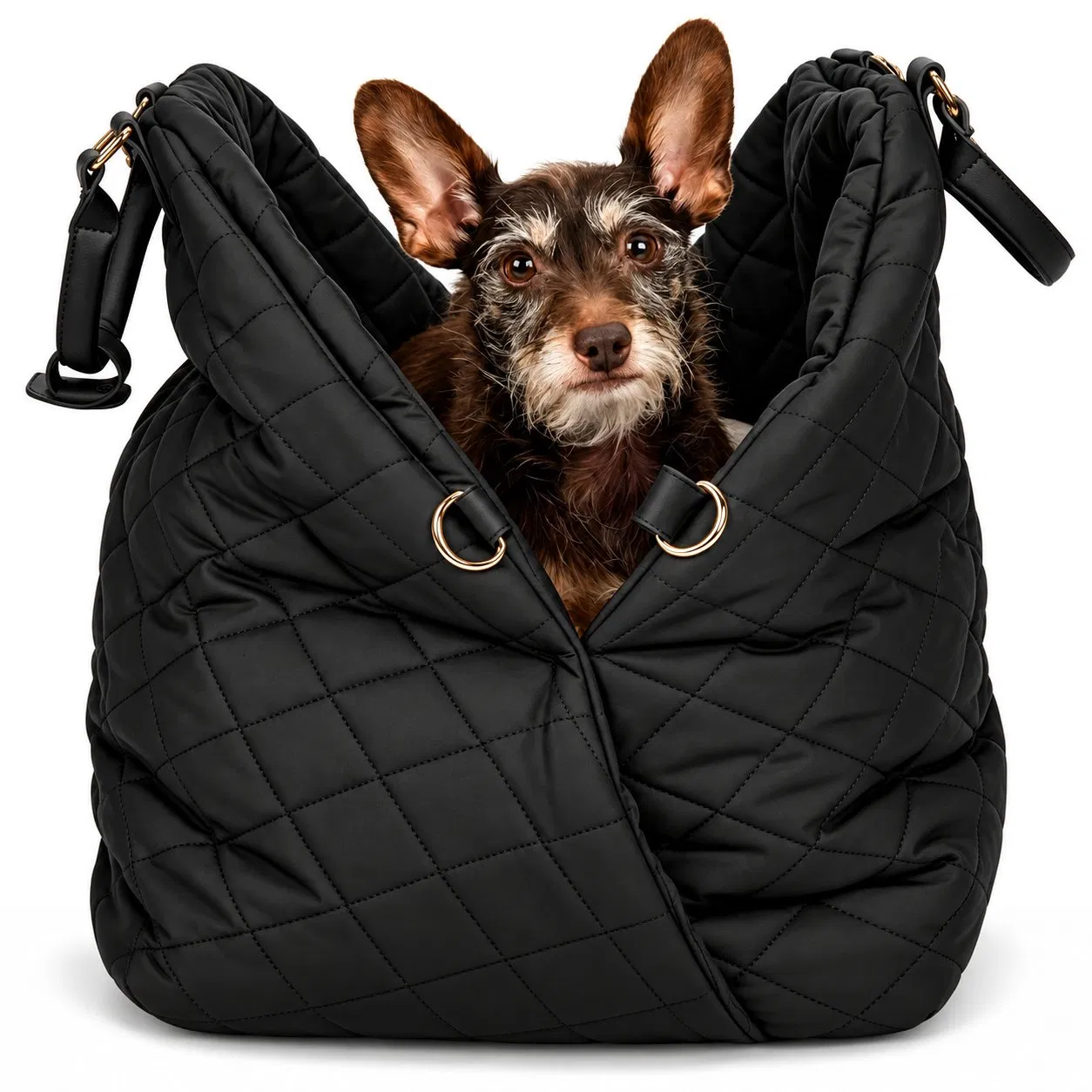 Portable Foldable Nylon Pet Crossbody Carrier Bag with Mat and Adjustable Mesh Opening