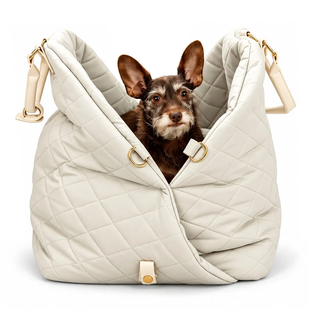 Portable Foldable Nylon Pet Crossbody Carrier Bag with Mat and Adjustable Mesh Opening
