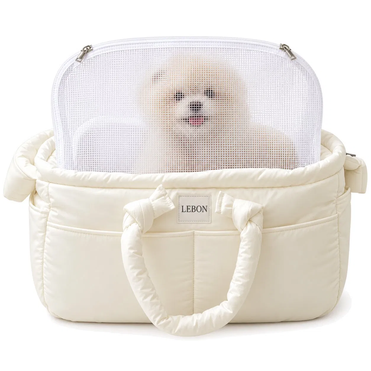 Soft Padded Mesh Pet Carrier Tote Shoulder Bag with Storage Pockets