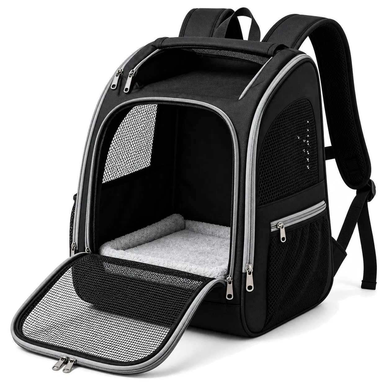 Expandable Oxford Pet Backpack Carrier with Breathable Mesh Panels