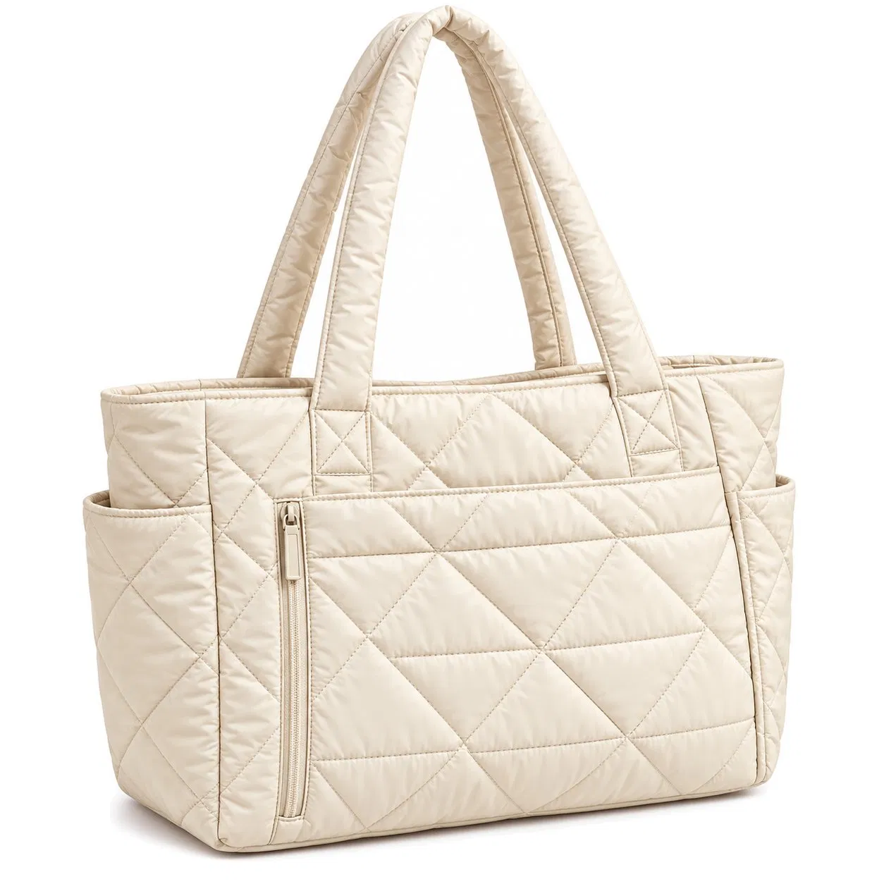 Lightweight Quilted Nylon Puffer Tote Shoulder Bag for Work and Travel
