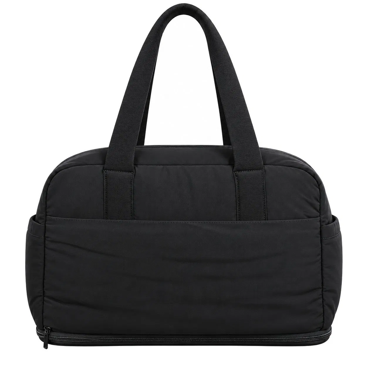Large Quilted Nylon Puffer Tote Bag with Zipper and Organizer Pockets
