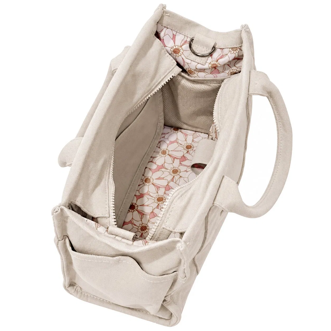 Custom Canvas Zipper Tote Bag with Laptop Pocket and Crossbody Strap