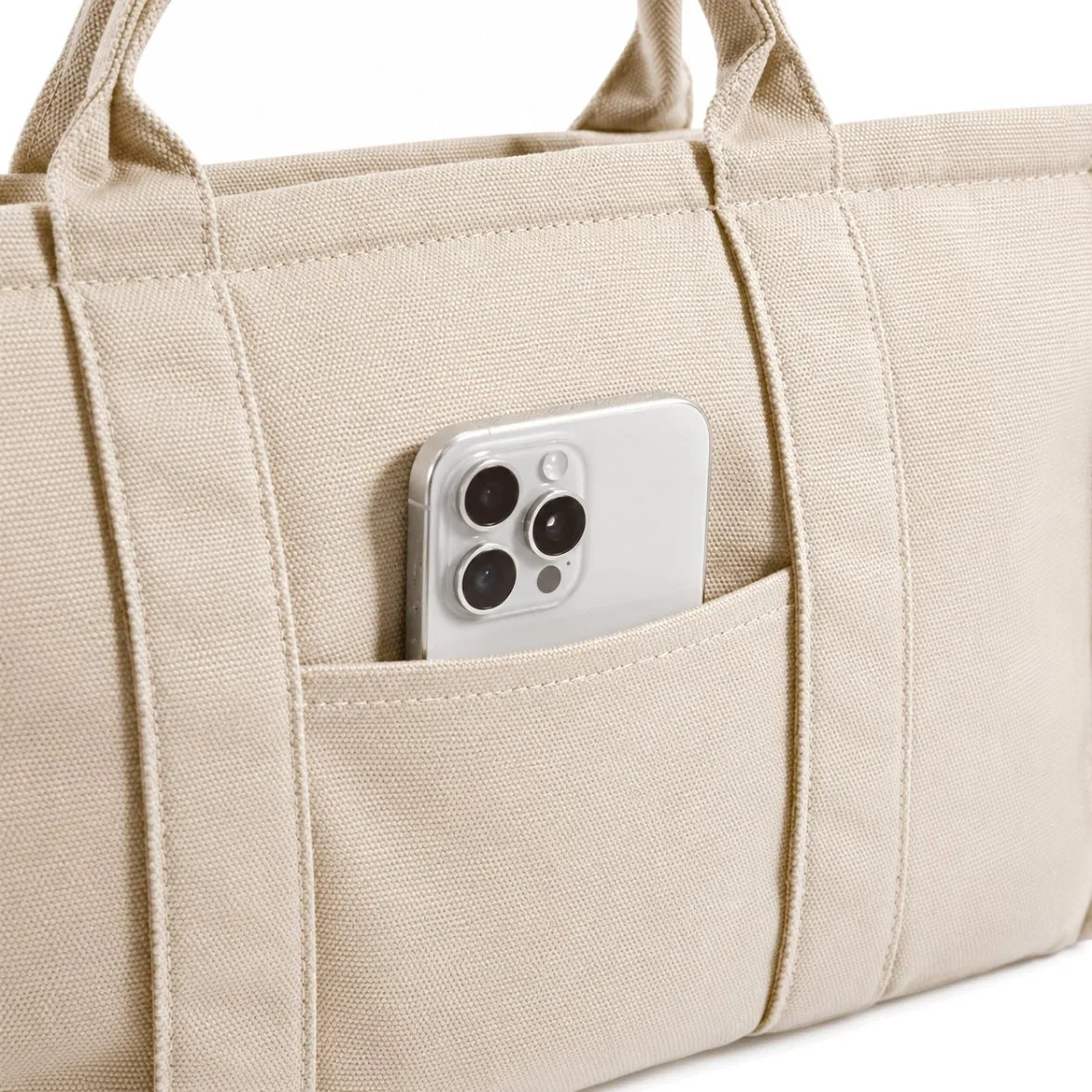 Custom Canvas Zipper Tote Bag with Laptop Pocket and Crossbody Strap