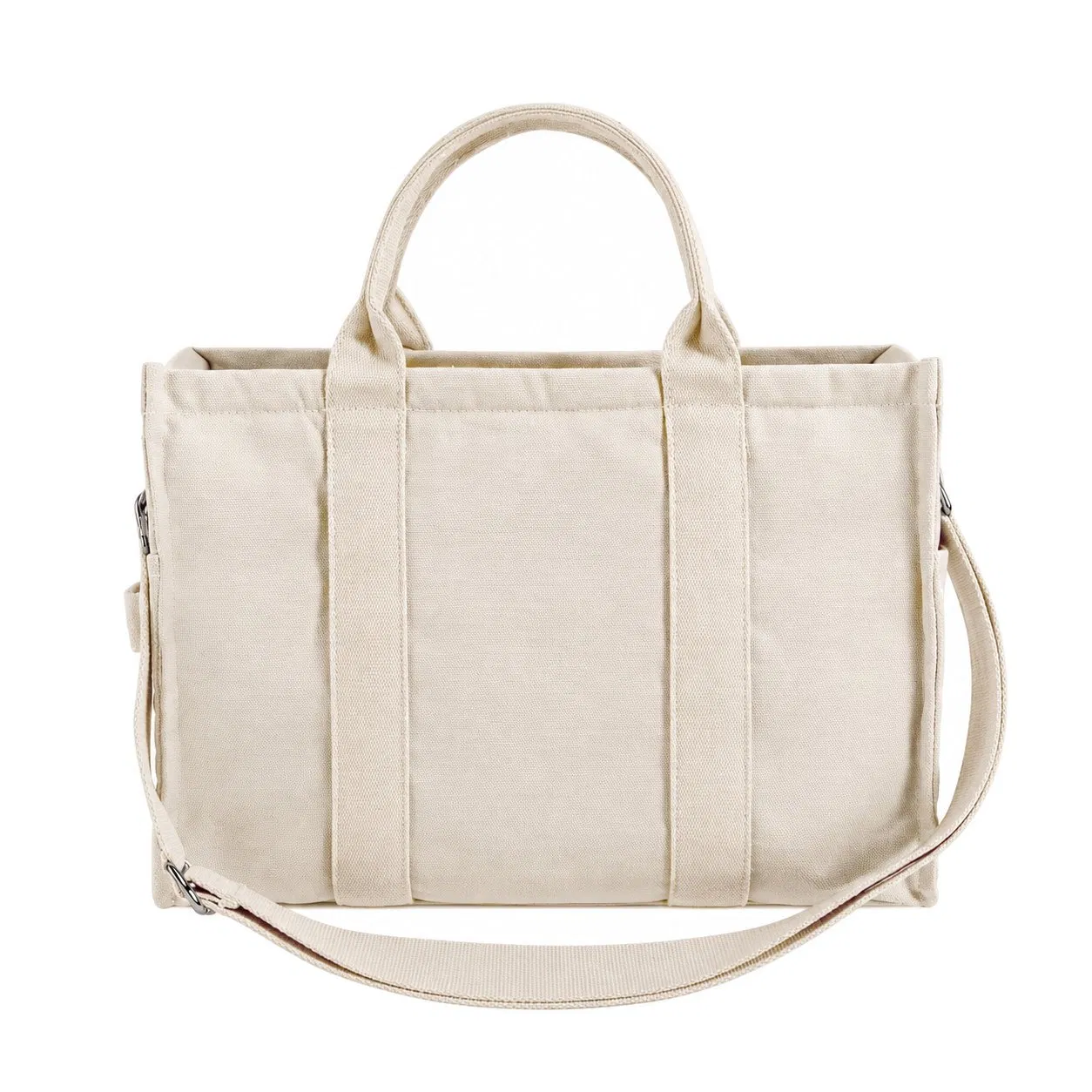 Custom Canvas Zipper Tote Bag with Laptop Pocket and Crossbody Strap