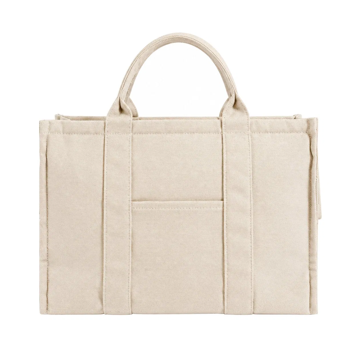 Custom Canvas Zipper Tote Bag with Laptop Pocket and Crossbody Strap