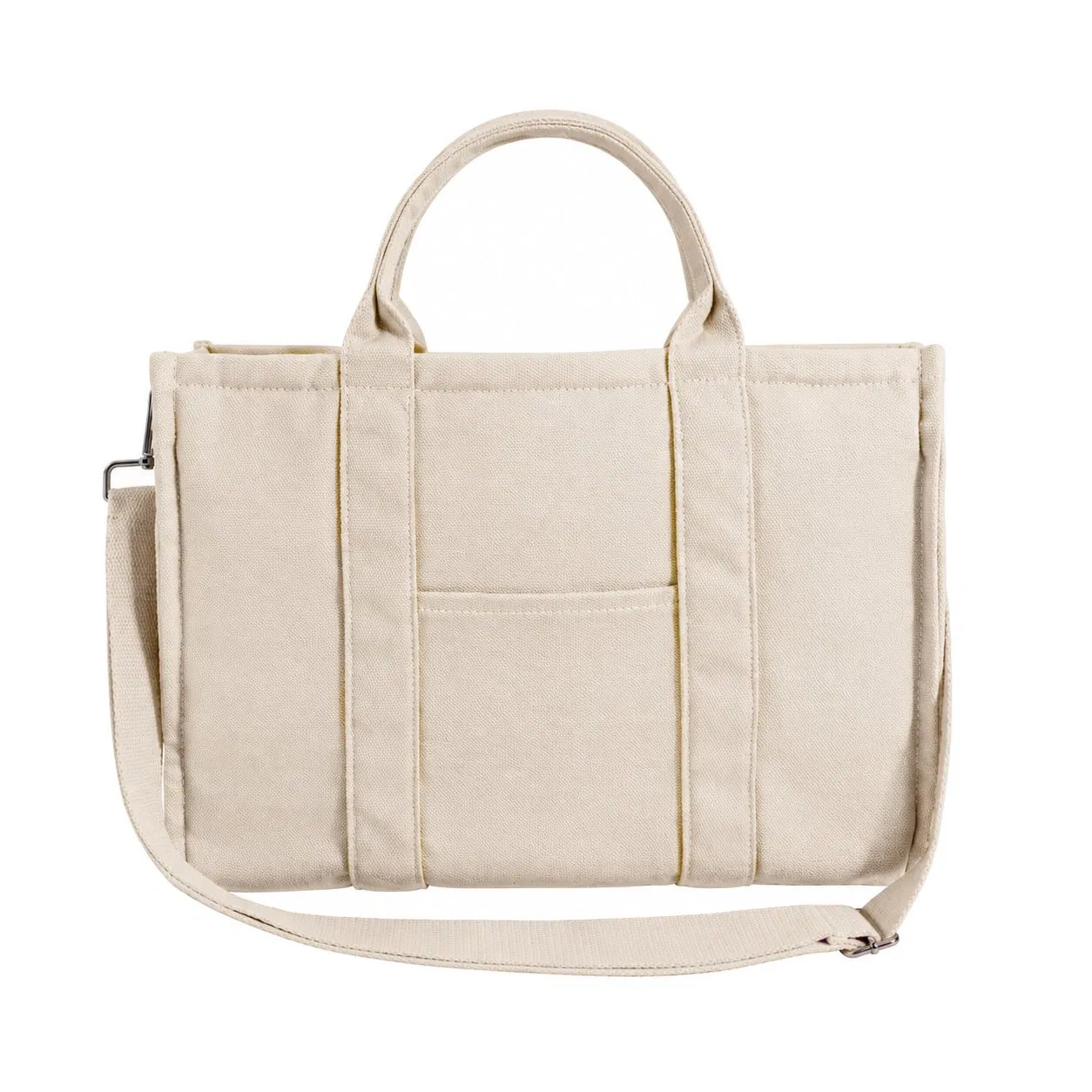 Custom Canvas Zipper Tote Bag with Laptop Pocket and Crossbody Strap