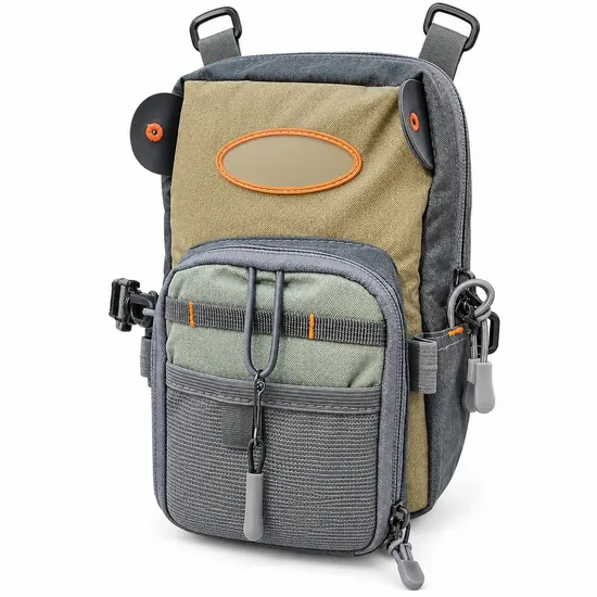 Custom Multi Pocket Fly Fishing Chest Pack Polyester Lightweight Outdoor Tackle Bag