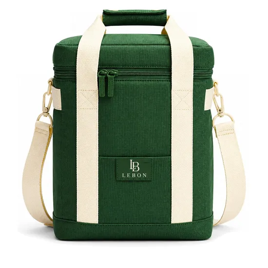 Custom Canvas Insulated Cooler Bag with Zipper for Picnic Camping Lunch