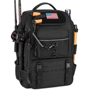 Custom Polyester Fishing Tackle Backpack Rod Holders Outdoor Storage Bag