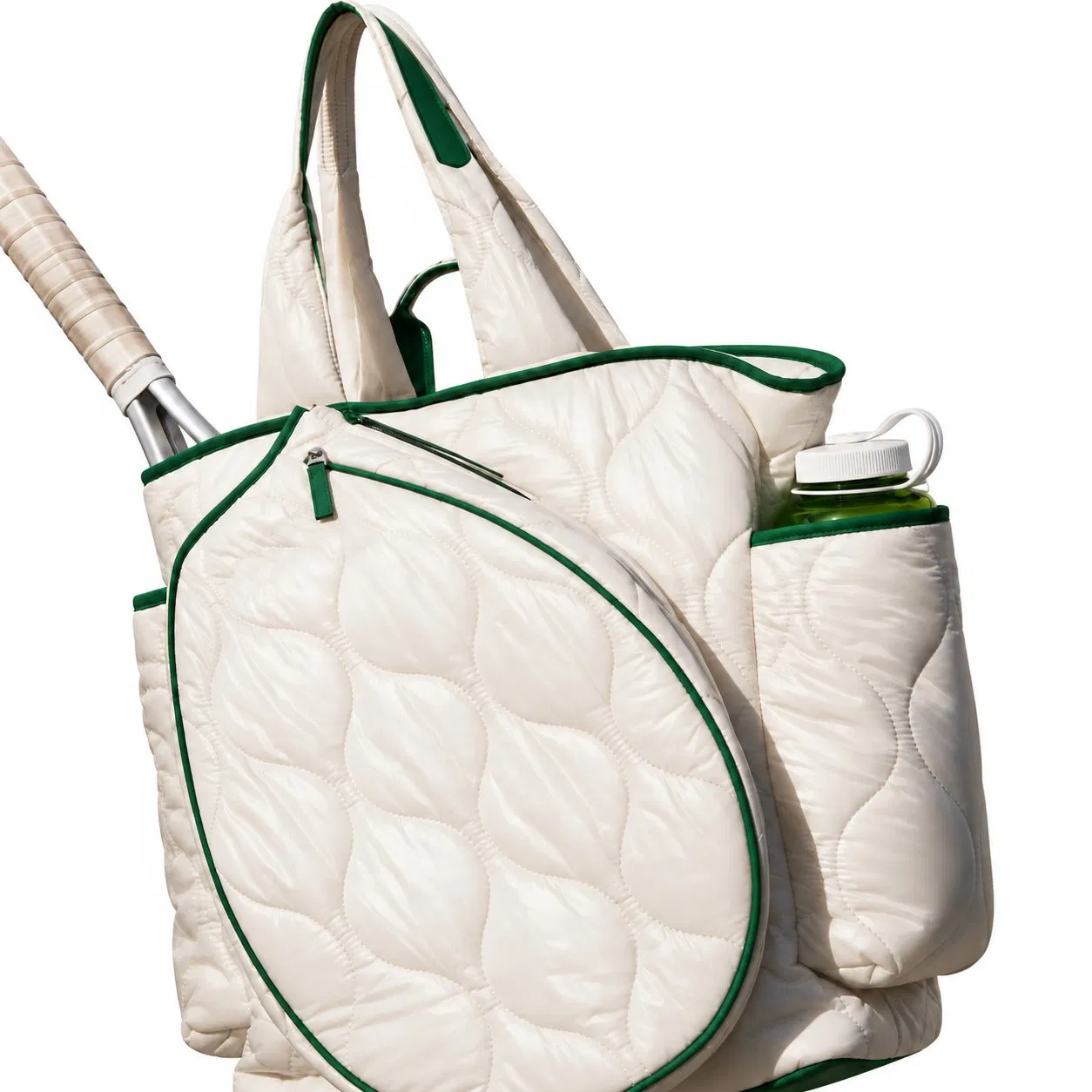Women Quilted Nylon Pickleball Tennis Racket Backpack Tote Bag