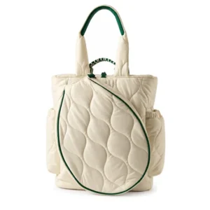 Women Quilted Nylon Pickleball Tennis Racket Backpack Tote Bag