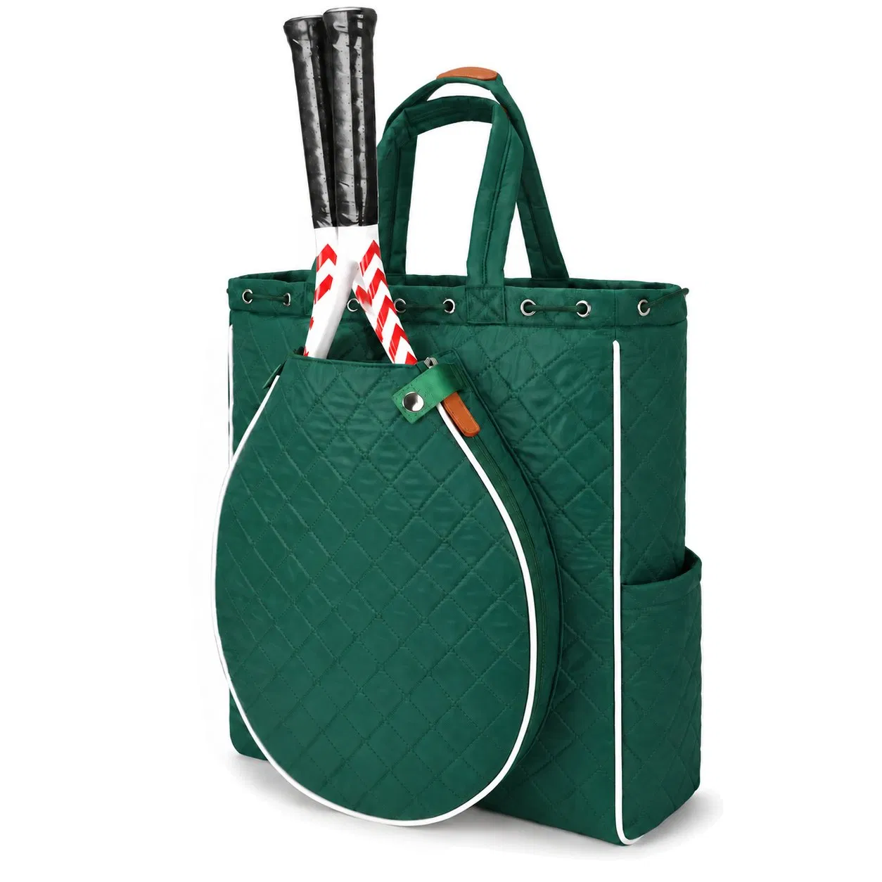 Custom Quilted Tennis and Pickleball Racket Bag Convertible Tote Backpack Holds Two Rackets