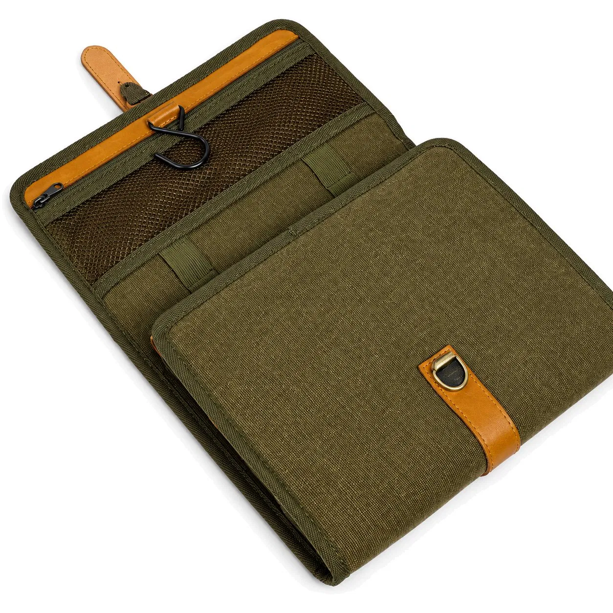 Custom Foldable Hanging Travel Cosmetic Bag with Soft Handle and Zipper Closure