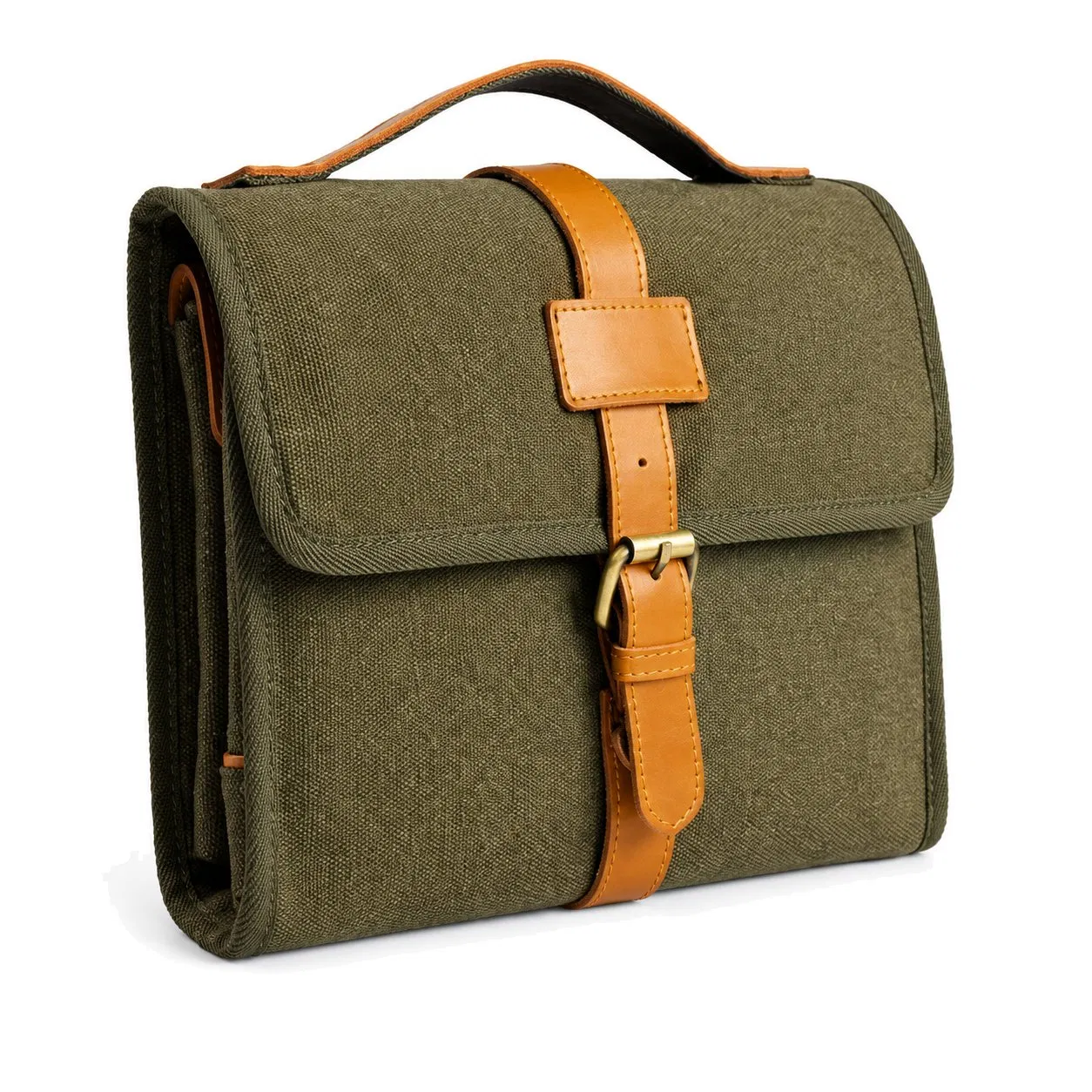 Custom Foldable Hanging Travel Cosmetic Bag with Soft Handle and Zipper Closure