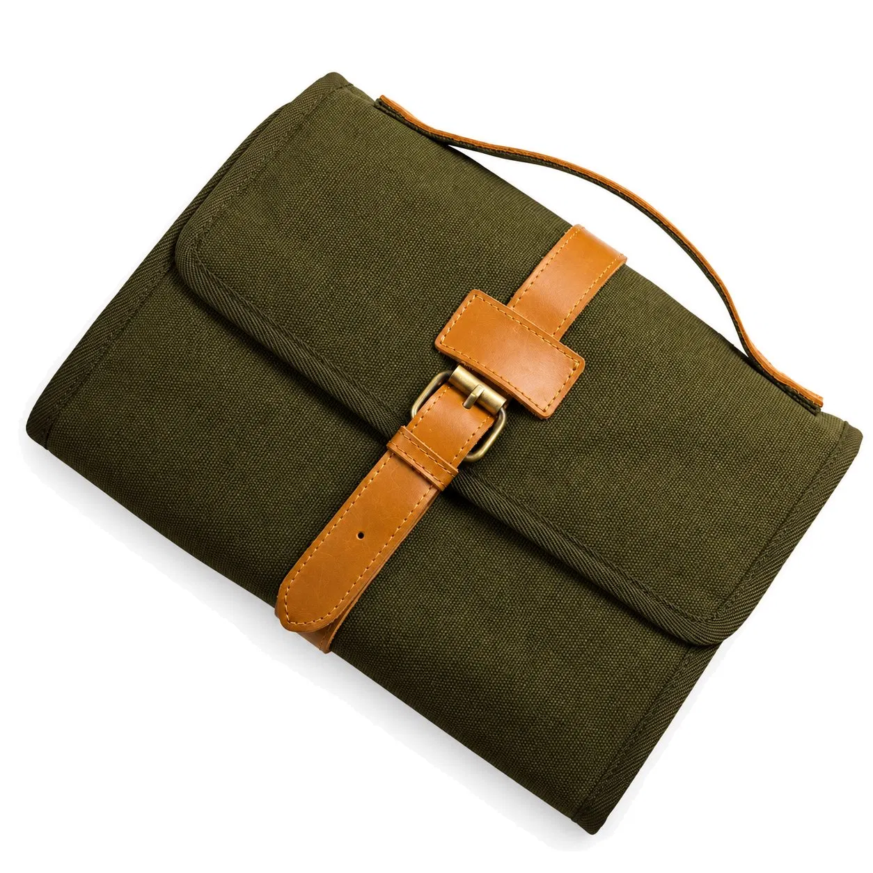Custom Foldable Hanging Travel Cosmetic Bag with Soft Handle and Zipper Closure