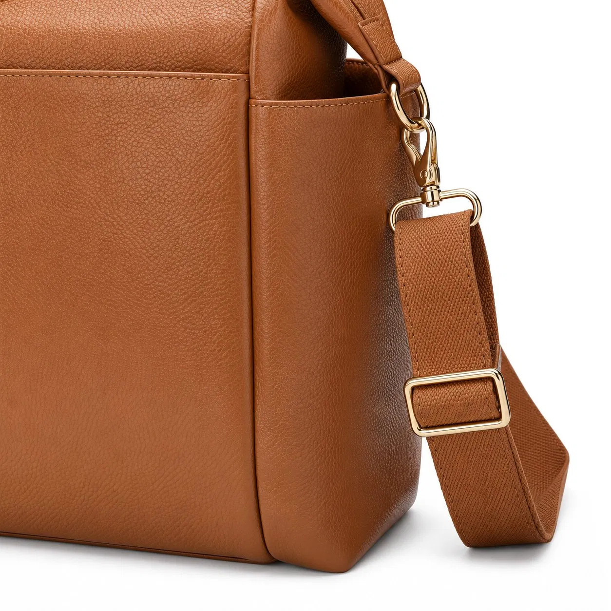 Custom PU Crossbody Diaper Bag with Changing Mat and Cup Holder