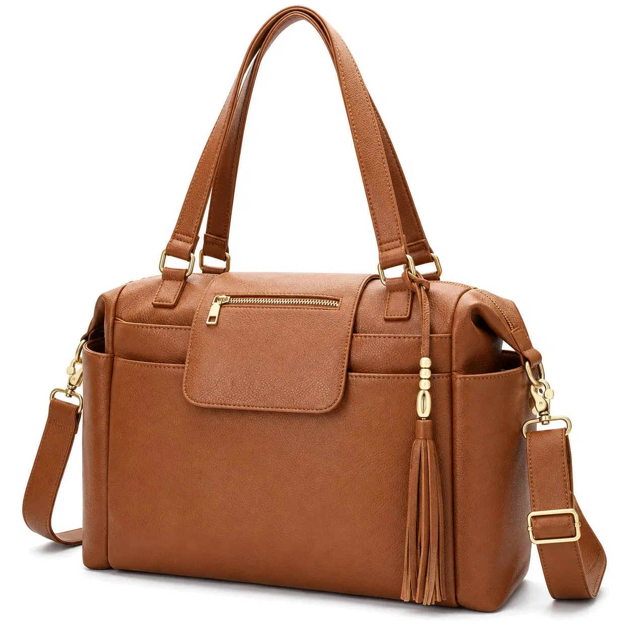 Custom PU Crossbody Diaper Bag with Changing Mat and Cup Holder