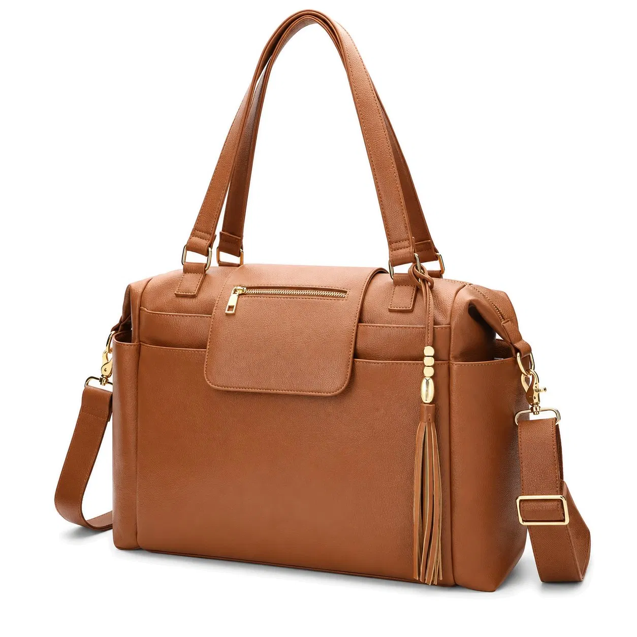 Custom PU Crossbody Diaper Bag with Changing Mat and Cup Holder