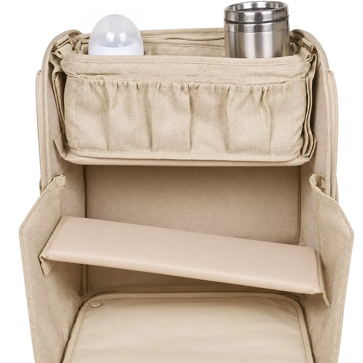 Custom PU Baby Diaper Backpack with Large Capacity and Zipper Closure