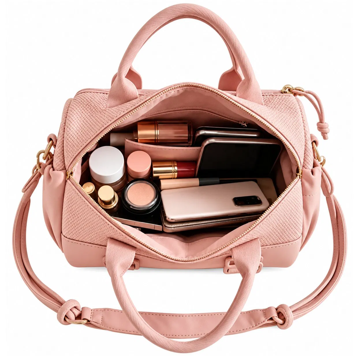 Custom Polyester Shoulder Handbag with Zipper and Adjustable Detachable Strap