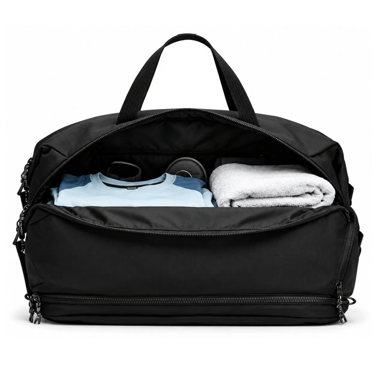 Custom Foldable Nylon Gym Duffle Bag with Zipper and Adjustable Shoulder Strap