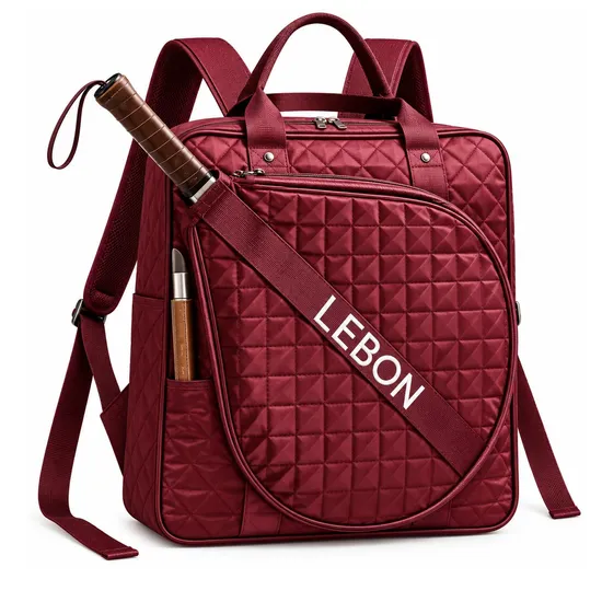 Custom Quilted Polyester Pickleball Racket Sports Tote Bag with Bottle Pocket