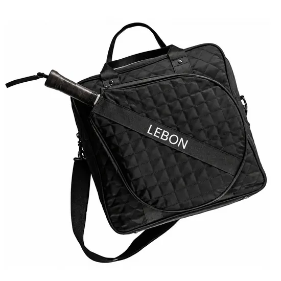Custom Quilted Polyester Pickleball Racket Sports Tote Bag with Bottle Pocket