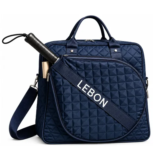 Custom Quilted Polyester Pickleball Racket Sports Tote Bag with Bottle Pocket