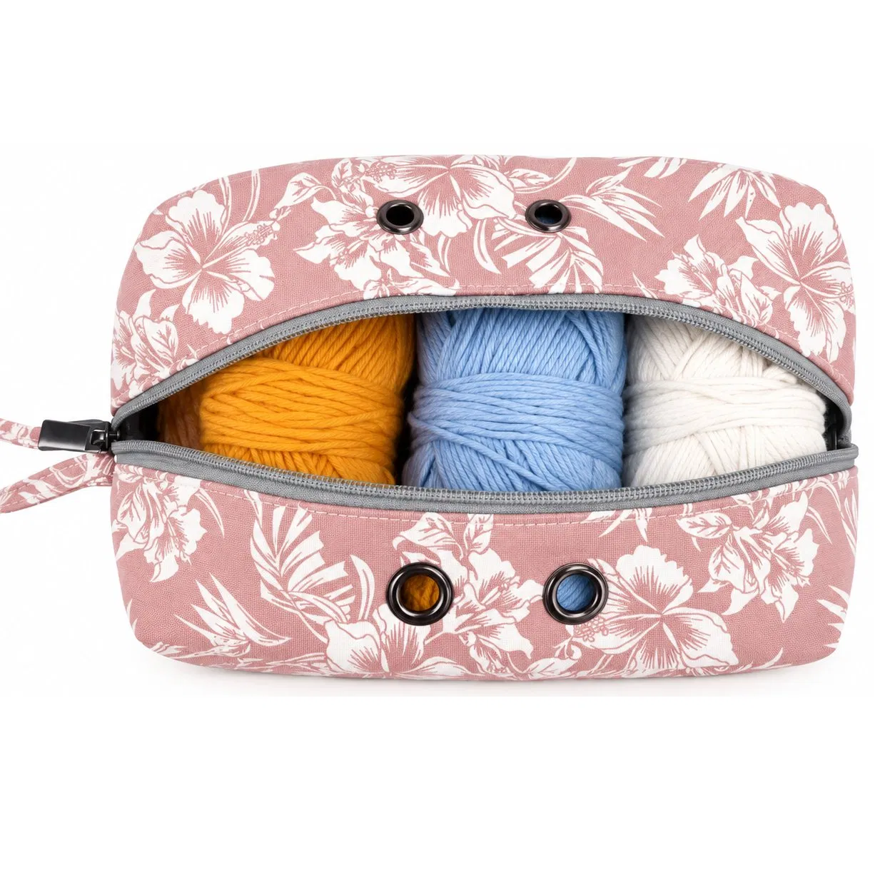 Custom Printed Polyester Crochet Yarn Storage Bag with Zipper and Carry Handles
